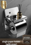 Toilet Paper Holder Stainless Steel Top Shelf & Flap