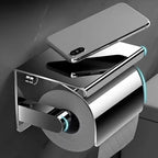 Toilet Paper Holder Stainless Steel Top Shelf & Flap