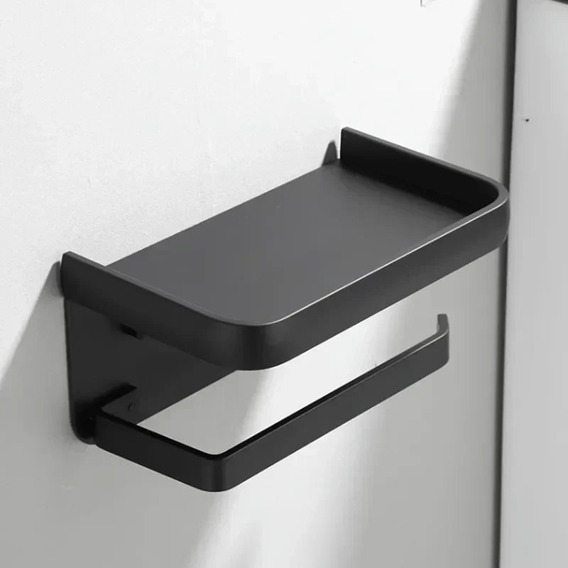 Toilet Paper Holder Wall-Mount Integrated Shelf