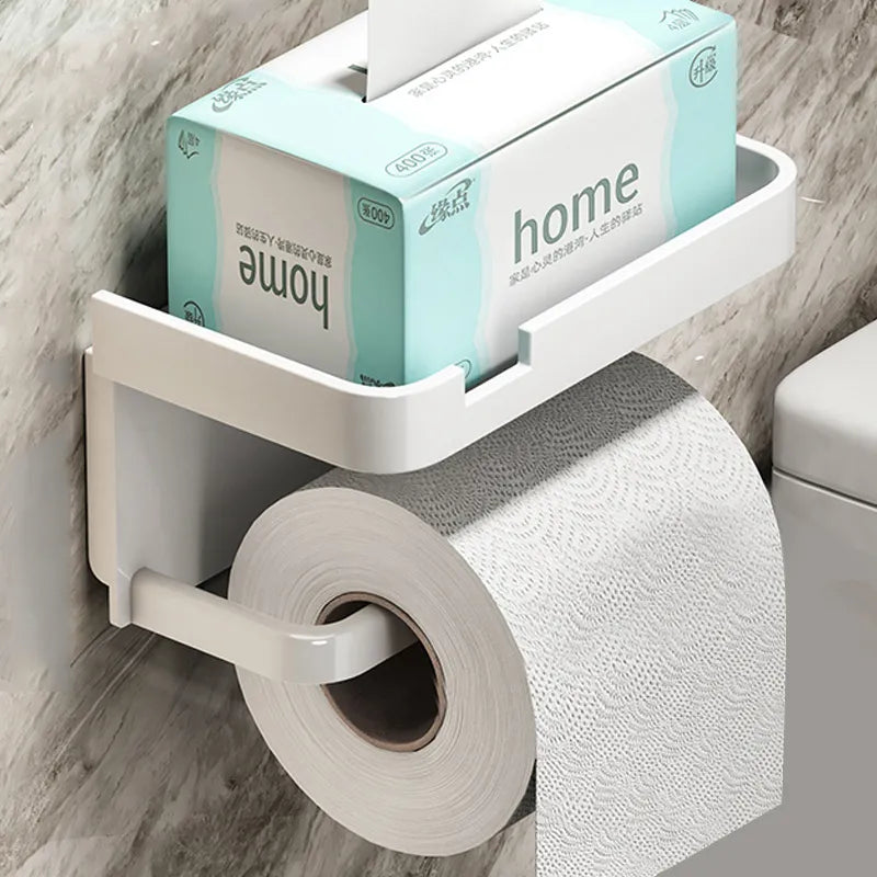 Toilet Paper Holder Wall-Mount Integrated Shelf