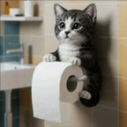 Toilet Paper Holder Wall-Mounted 3D Cat Moisture-Resistant Resin