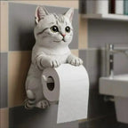 Toilet Paper Holder Wall-Mounted 3D Cat Moisture-Resistant Resin