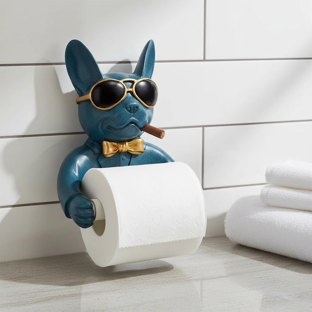 Toilet Paper Holder Wall-Mounted Drill-Free Dog-Shaped
