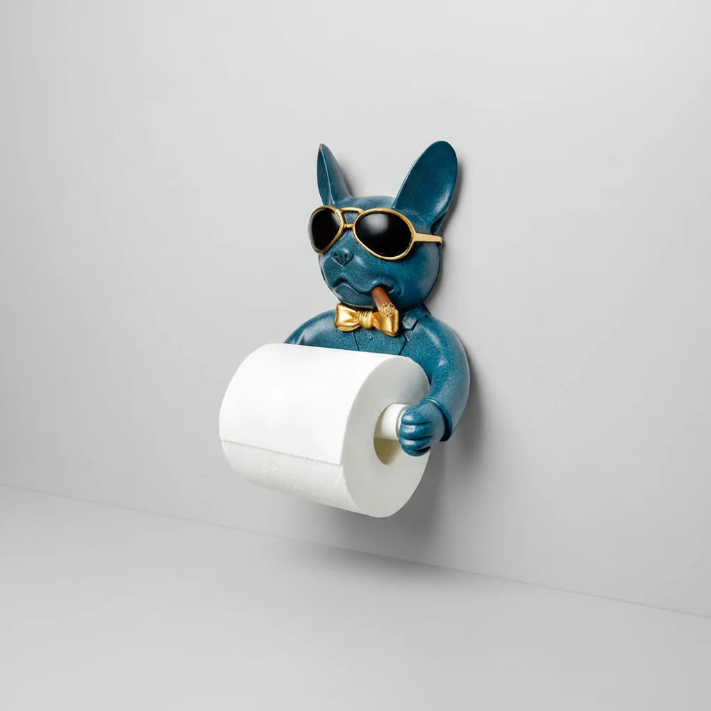 Toilet Paper Holder Wall-Mounted Drill-Free Dog-Shaped