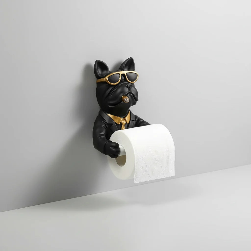Toilet Paper Holder Wall-Mounted Drill-Free Dog-Shaped