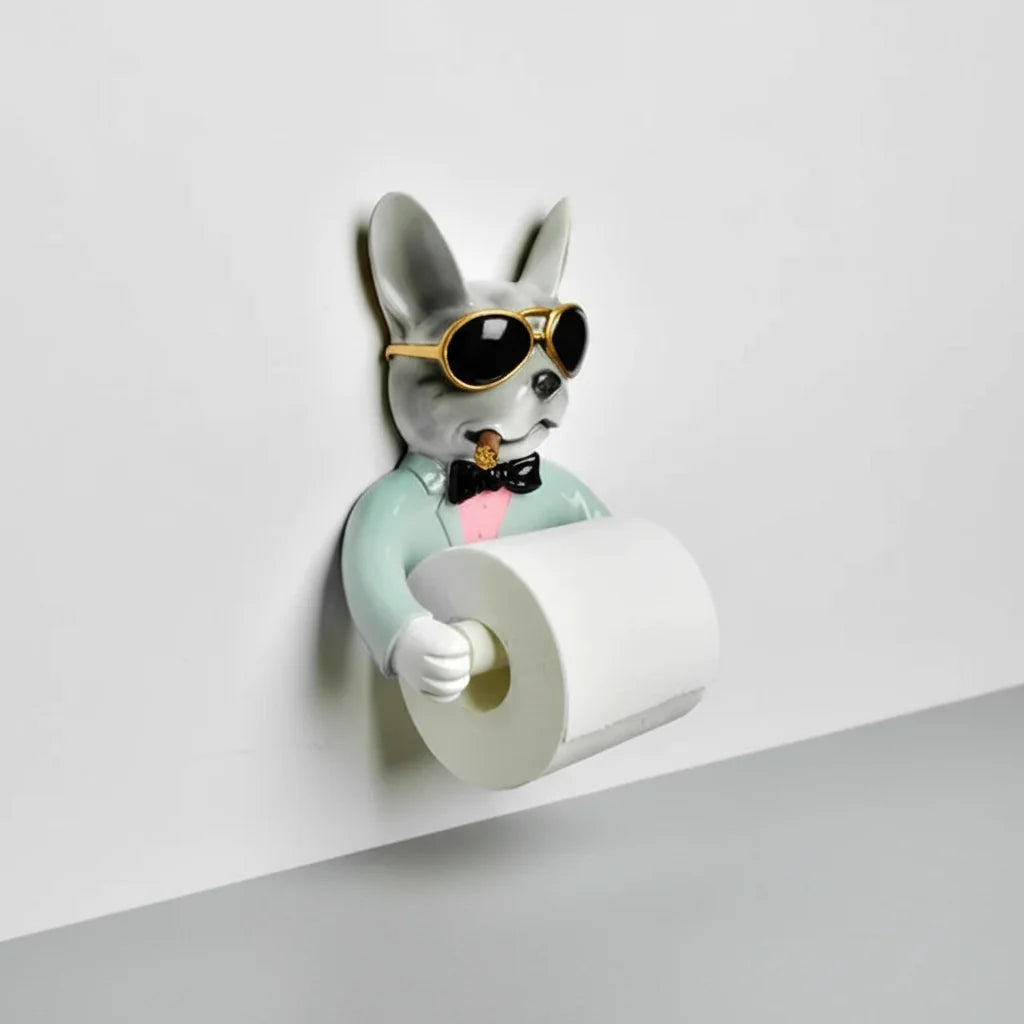 Toilet Paper Holder Wall-Mounted Drill-Free Dog-Shaped