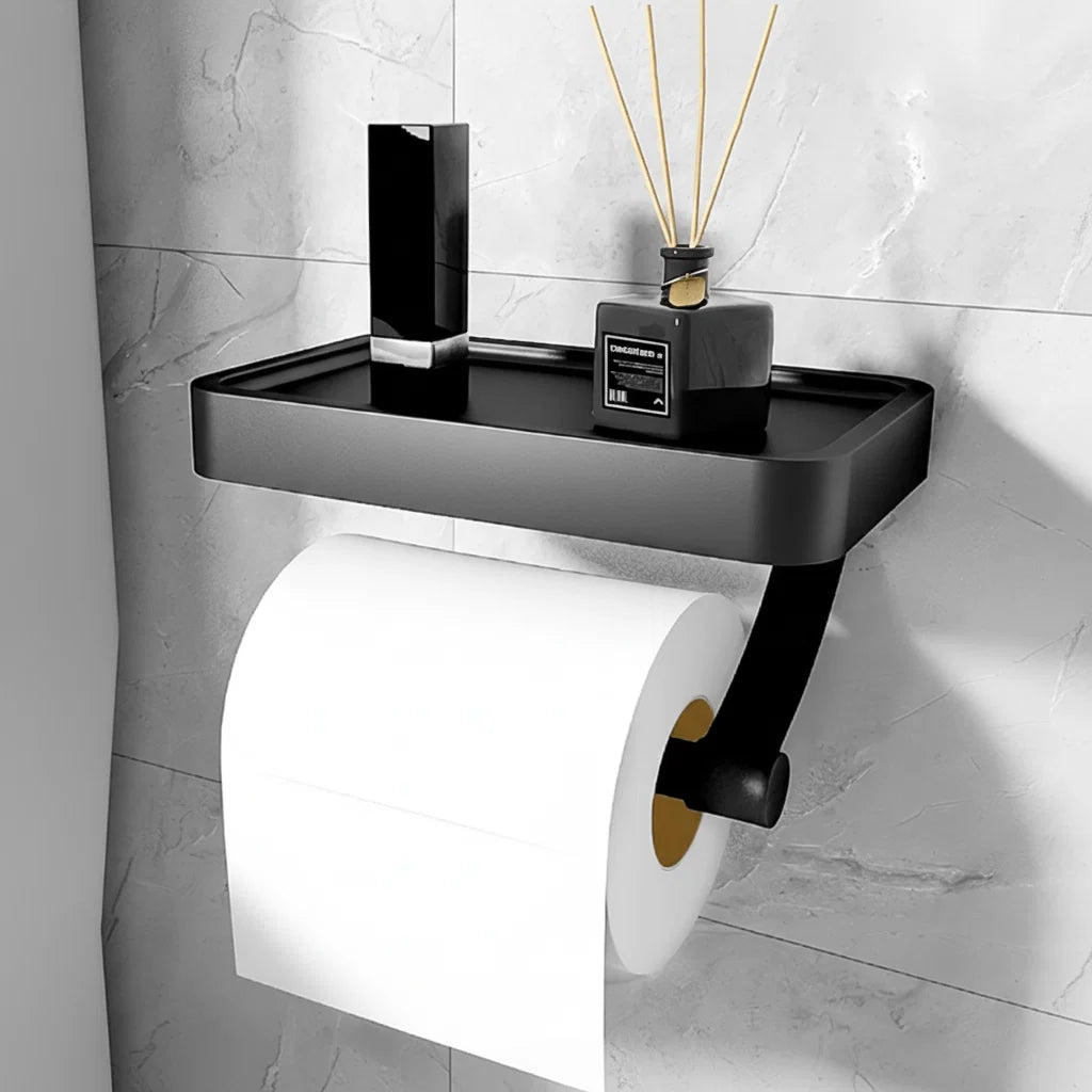 Toilet Paper Holder Wall-Mounted Shelf Drill-Free