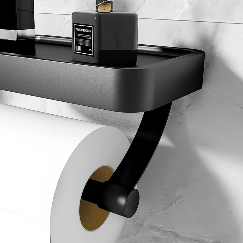 Toilet Paper Holder Wall-Mounted Shelf Drill-Free