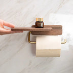 Toilet Paper Holder Wall-Mounted Solid Walnut Shelf