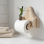 Toilet Paper Holder Wall-Mounted Solid Wood Frog Motif