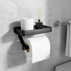 Toilet Paper Holder Wall-Mounted Stainless Steel Integrated Shelf