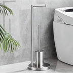 Toilet Paper Holder With Integrated Brush Space-Saving