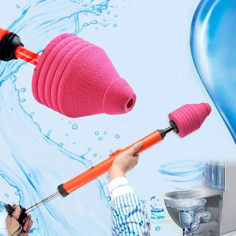 Toilet Plunger High-Pressure Air Blast Ergonomic Pump & Nozzles