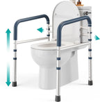 Toilet Safety Rails Adjustable Foldable 350 Lb Capacity