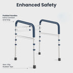 Toilet Safety Rails Adjustable Foldable 350 Lb Capacity