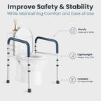 Toilet Safety Rails Adjustable Foldable 350 Lb Capacity