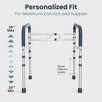Toilet Safety Rails Adjustable Height & Width 350 lb