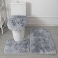 Toilet Seat Cover & Bath Mat Set Plush Microfiber Non-Slip