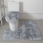 Toilet Seat Cover & Bath Mat Set Plush Microfiber Non-Slip