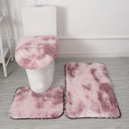 Toilet Seat Cover & Bath Mat Set Plush Microfiber Non-Slip