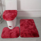 Toilet Seat Cover & Bath Mat Set Plush Microfiber Non-Slip