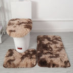 Toilet Seat Cover & Bath Mat Set Plush Microfiber Non-Slip