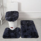 Toilet Seat Cover & Bath Mat Set Plush Microfiber Non-Slip