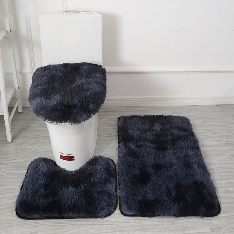 Toilet Seat Cover & Bath Mat Set Plush Microfiber Non-Slip