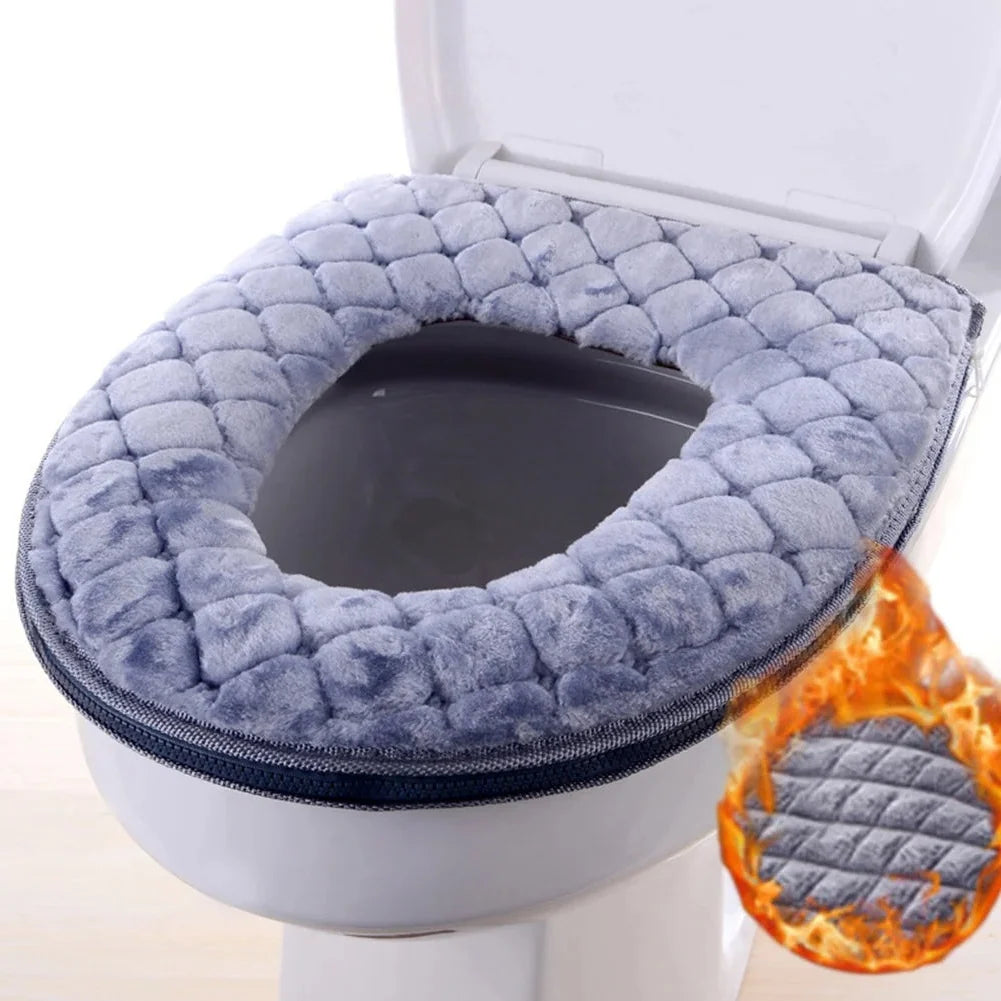 Toilet Seat Cushion Cover Plush Padded Waterproof & Machine Washable