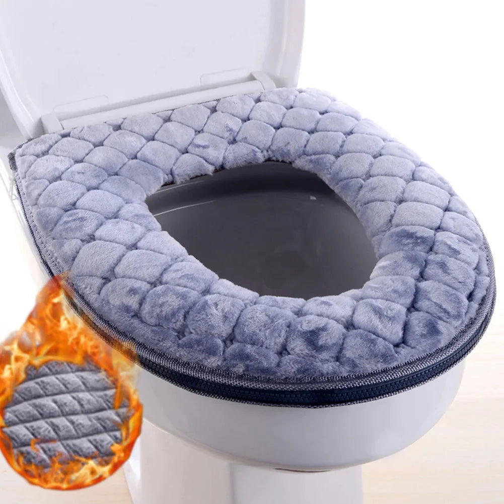 Toilet Seat Cushion Cover Plush Padded Waterproof & Machine Washable