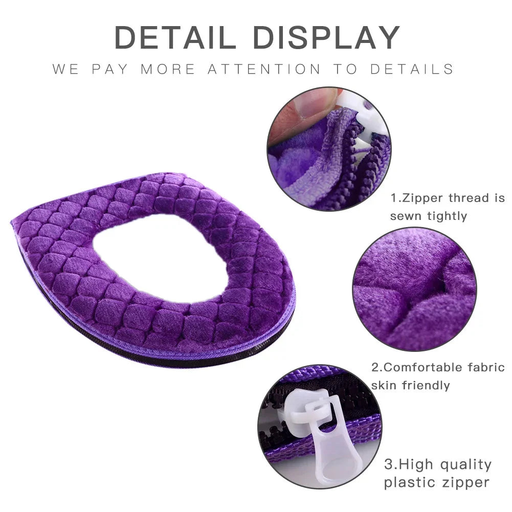 Toilet Seat Cushion Cover Plush Padded Waterproof & Machine Washable