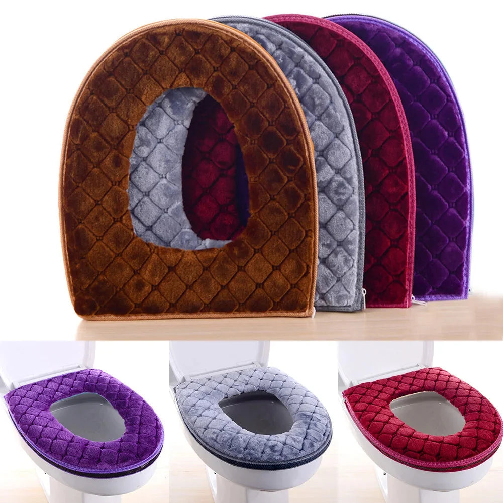 Toilet Seat Cushion Cover Plush Padded Waterproof & Machine Washable