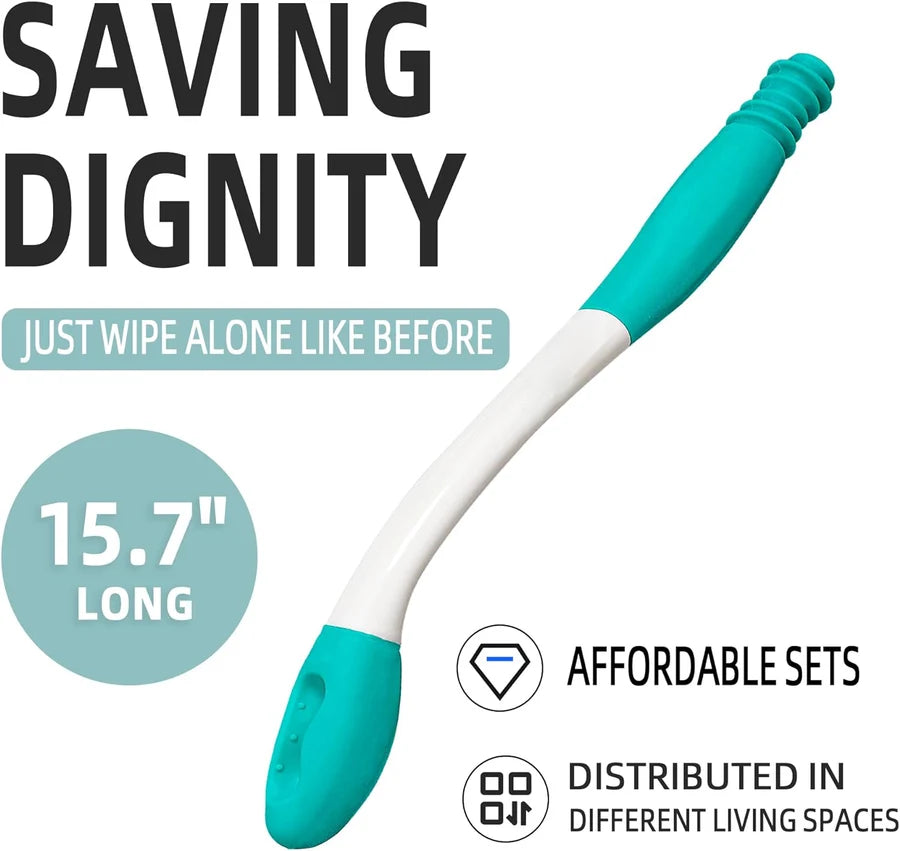 Toilet Wiping Aid 15 Inch Ergonomic Handle Push-Button Release