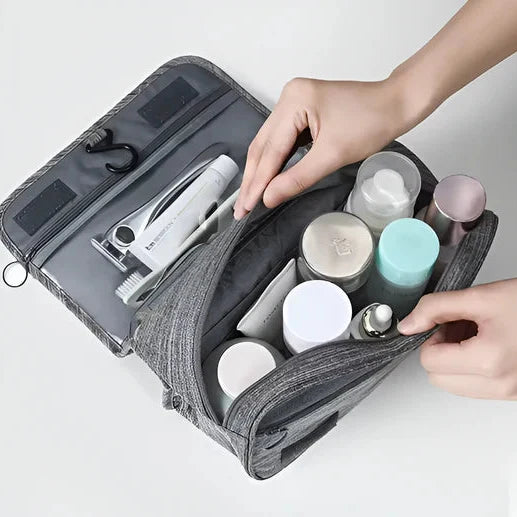 Toiletry Bag Hanging Hook & Wide Opening Foldable Oxford Fabric
