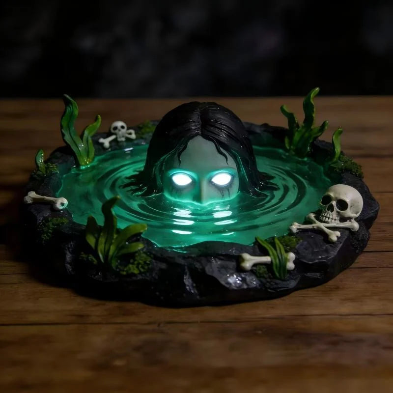 Tombstone Lamp Polyresin LED Glowing Eyes