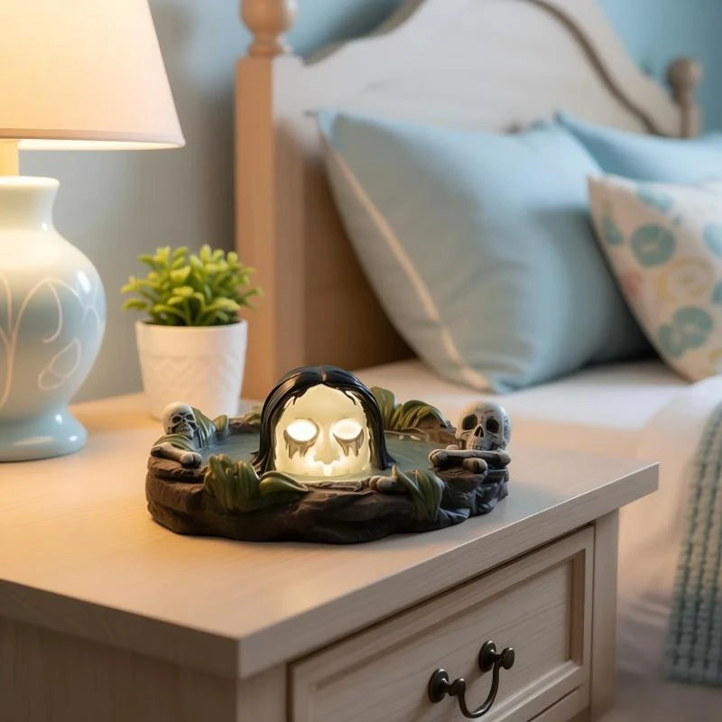 Tombstone Lamp Polyresin LED Glowing Eyes