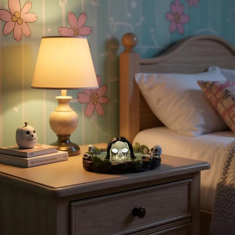 Tombstone Lamp Polyresin LED Glowing Eyes