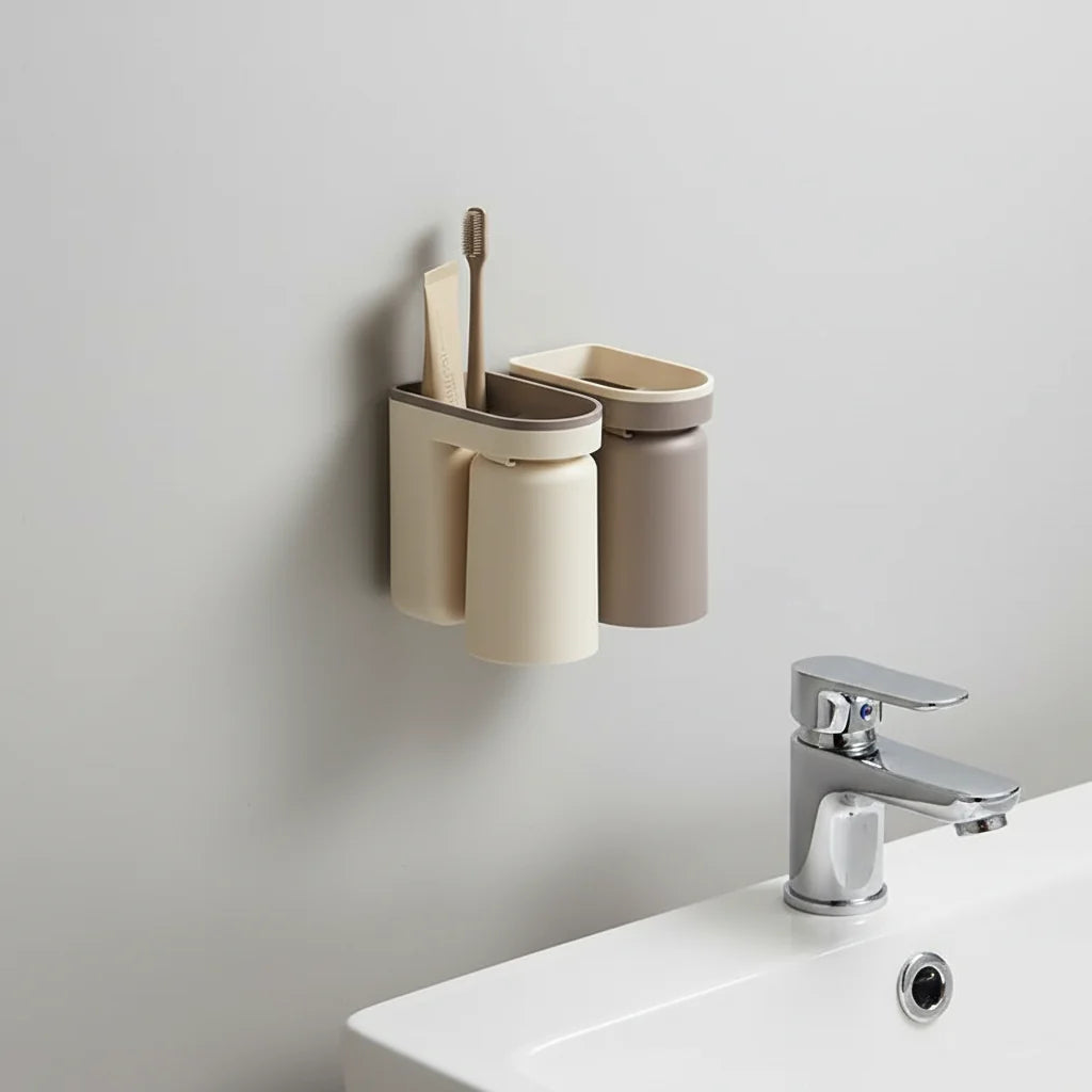 Toothbrush Holder Self-Adhesive Upside-Down Magnetic Cup