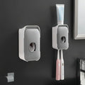Toothpaste Dispenser Wall-Mounted Drill-Free Manual Push Space-Saving