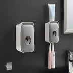Toothpaste Dispenser Wall-Mounted Drill-Free Manual Push Space-Saving