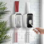 Toothpaste Dispenser Wall-Mounted Drill-Free Manual Push Space-Saving