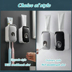 Toothpaste Dispenser Wall-Mounted Drill-Free Manual Push Space-Saving