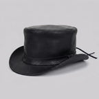 Top Hat Leather-Style Finish Shapeable Brim & Elastic Band