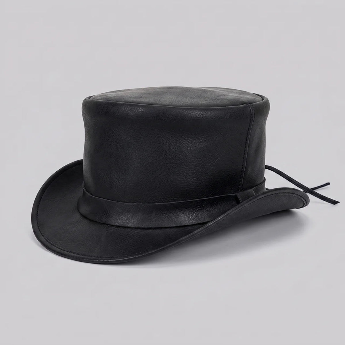 Top Hat Leather-Style Finish Shapeable Brim & Elastic Band