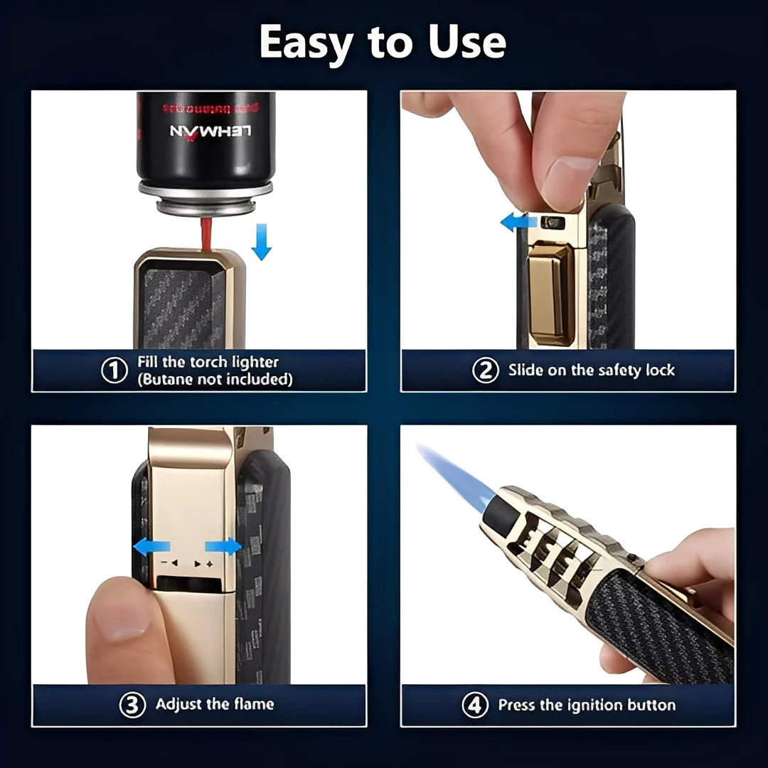 Torch Lighter Windproof Blue Flame Refillable Butane