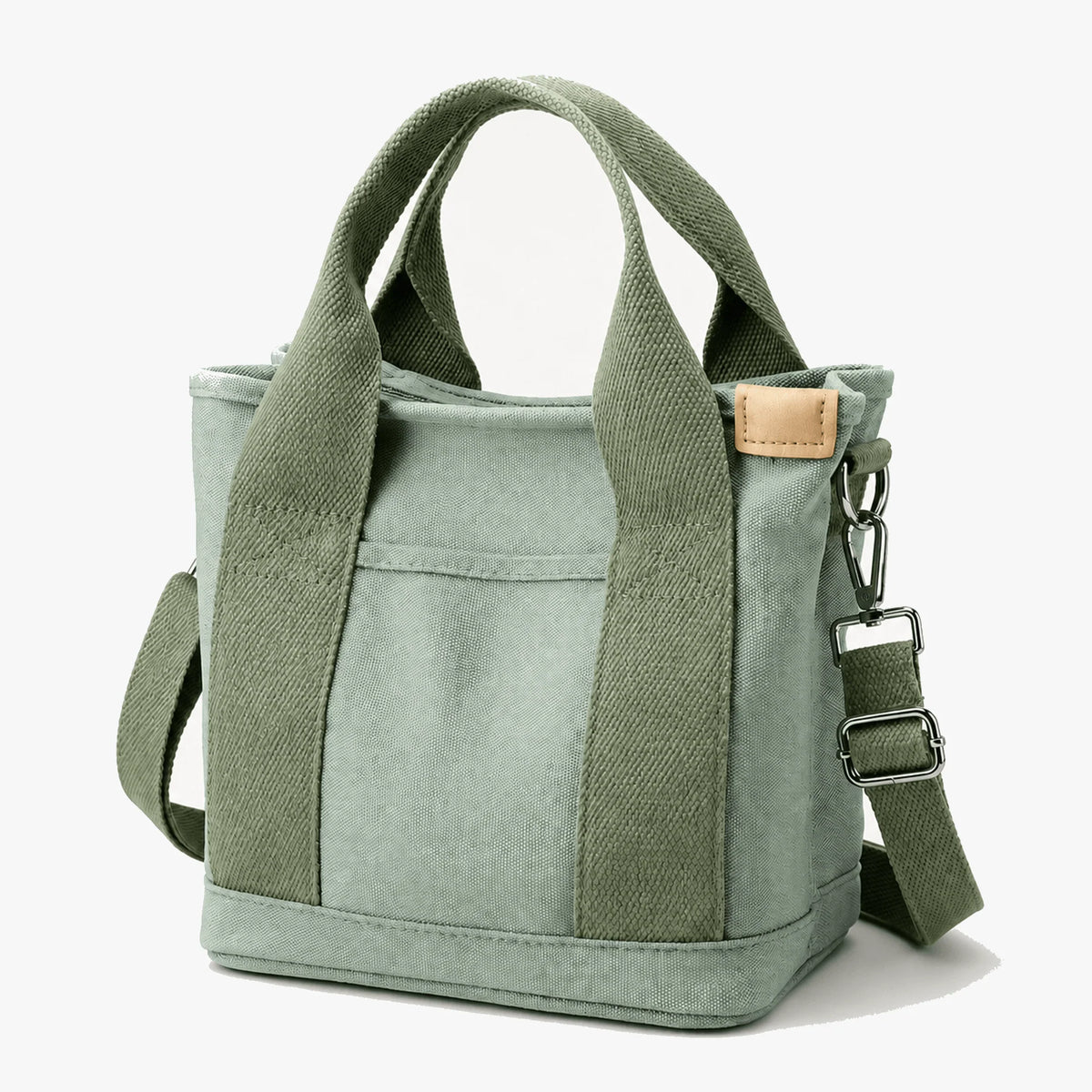 Tote Bag Canvas Multi-Pocket Zippered Wide Straps
