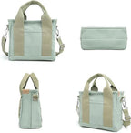 Tote Bag Canvas Multi-Pocket Zippered Wide Straps