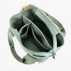 Tote Bag Canvas Multi-Pocket Zippered Wide Straps