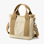 Tote Bag Canvas Multi-Pocket Zippered Wide Straps