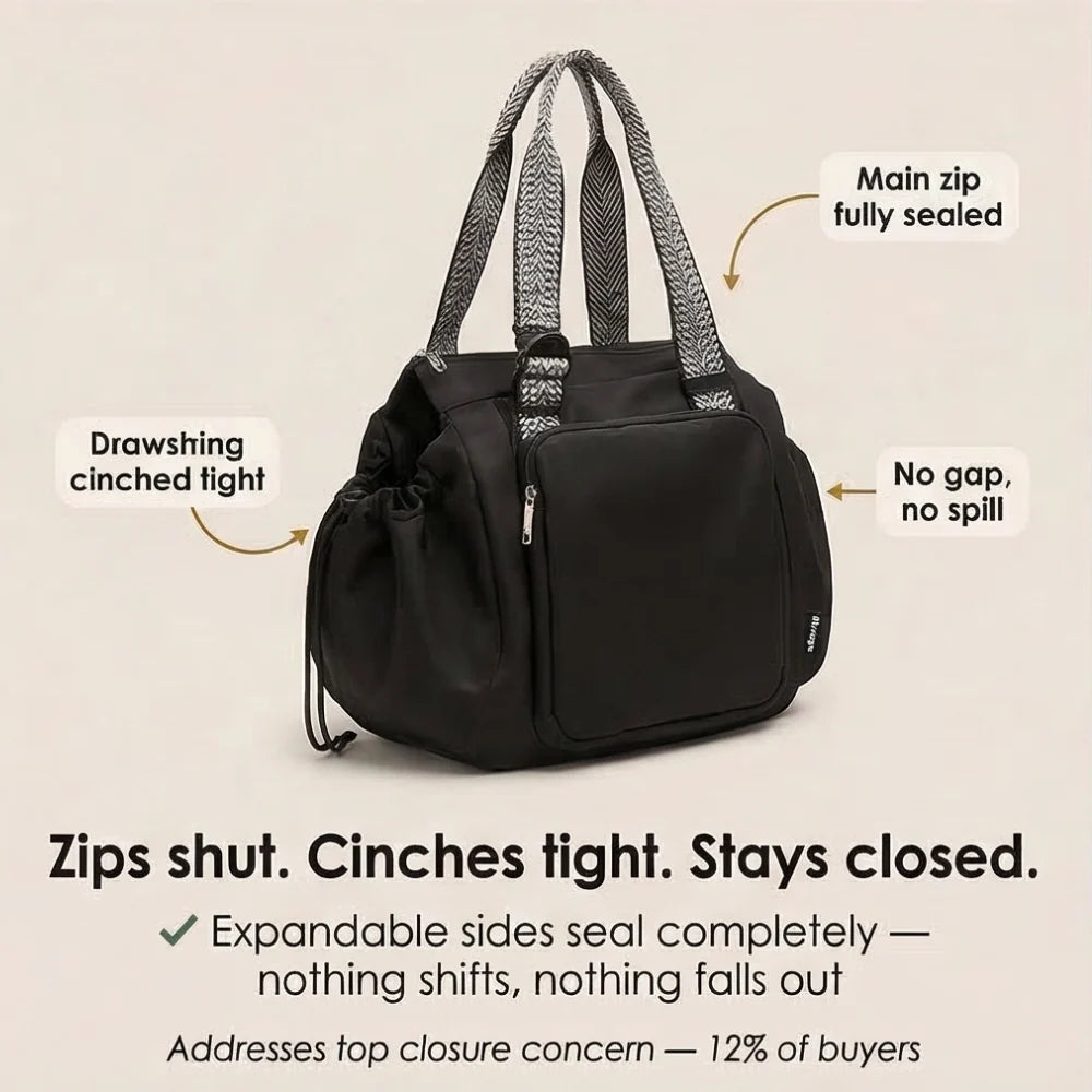 Tote Bag Convertible 15 Pockets Water-Resistant Nylon